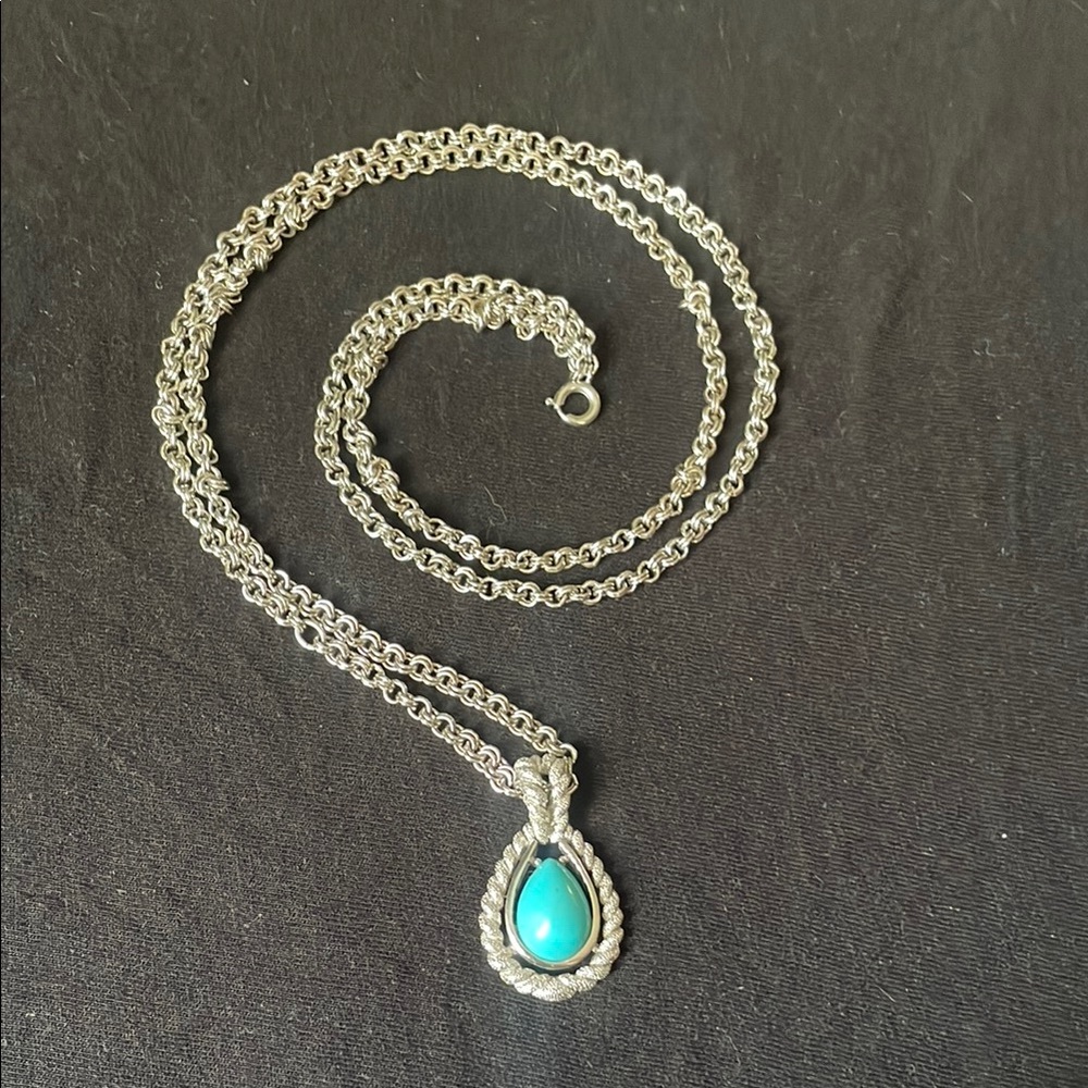 Silver Necklace with Turquoise Pendant